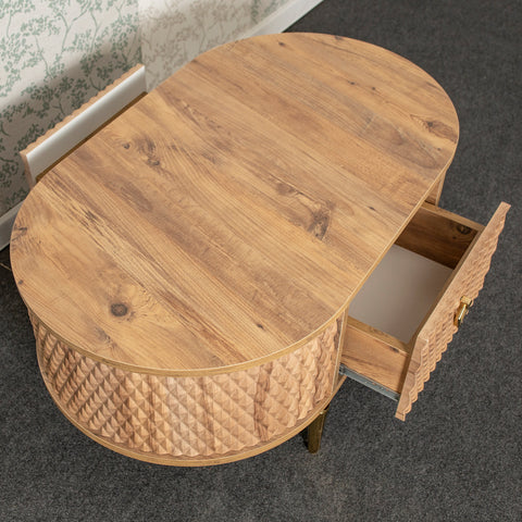 MASUTA CAFEA DIAMOND CU 2 SERTARE, LEMN & AURIU - 105X60x47CM MASUTA CAFEA DIAMOND CU 2 SERTARE, LEMN & AURIU - 105X60x47CM