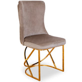 Scaun DELUXE metal auriu / catifea capucino cu auriu