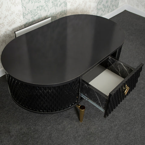 MASUTA CAFEA DIAMOND CU 2 SERTARE, NEGRU & AURIU - 105X60x47CM MASUTA CAFEA DIAMOND CU 2 SERTARE, NEGRU & AURIU - 105X60x47CM