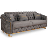 Canapea ALMIRA II de 3 locuri, tapitata Gri cu Auriu