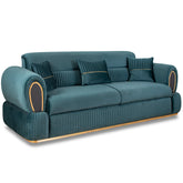 Canapea DUBAI de 3 locuri, tapitata Turcoaz cu Auriu