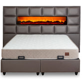 Pat tapitat cu lada de depozitare si semineu electric, CAPUCINO SATINAT