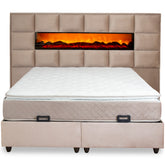 Pat tapitat cu lada de depozitare si semineu electric, CAPUCINO