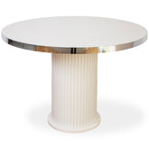 MASA ALB & ARGINTIU, ROTUNDA CU RIFLAJE 105X105X75CM