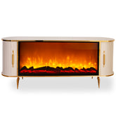 CONSOLA TV BEJ & AURIU CU SEMINEU SI SPATII DEPOZITARE 190x45x80cm