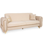 CANAPEA 3 LOCURI PALACE BEJ - EXTENSIBILA, CLICK CLACK