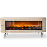 Comoda TV cu riflaje si semineu Capucino cu Argintiu 160x40x68cm