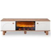 Comoda TV BOEM cu semineu Alb cu Lemn 150x36x50cm