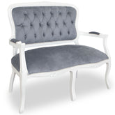 BANCHETA TAPITATA 120CM, LEMN ALB / TAPISERIE GRI