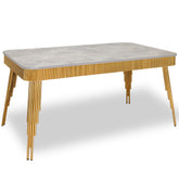 Masa dining cu riflaje bej cu auriu 160x 90 x 80 cm