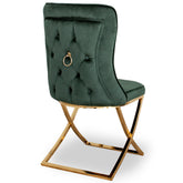 Scaun DELUXE metal auriu / catifea verde inchis