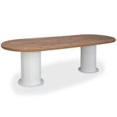 Masa cu riflaje 240x90 cm , blat lemn cu picioare albe