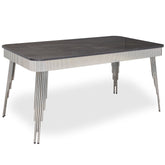 Masa dining cu riflaje negru cu argintiu 160x 90 x 80 cm