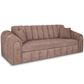 Canapea VERA de 3 locuri, Tapiterie Boukle Capucino Cu Gold