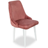 Scaun ATENA lemn alb, tapiterie roz inchis