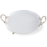 Platou rotund din ceramica cu detalii argintii