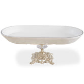 Platou oval din ceramica cu detalii argintii