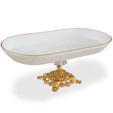 Platou oval din ceramica cu detalii aurii