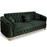 Canapea ALMIRA 3 locuri, tapitata Verde cu Auriu