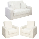 Set 2/1/1 Canapea extensibila cu doua fotolii SOFT, Catifea Fluffy ALBA