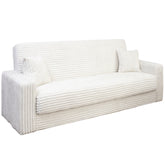 Canapea extensibila SOFT de 3 locuri cu lada de depozitare, Catifea Fluffy ALBA