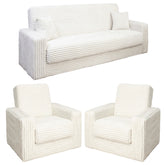 Set 3/1/1 Canapea extensibila cu doua fotolii SOFT, Catifea Fluffy ALBA