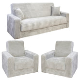 Set 3/1/1 Canapea extensibila cu doua fotolii SOFT, Catifea Fluffy GRI