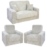 Set 2/1/1 Canapea extensibila cu doua fotolii SOFT, Catifea Fluffy GRI