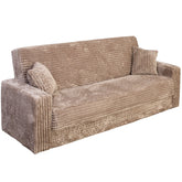 Canapea extensibila SOFT de 3 locuri cu lada de depozitare, Catifea Fluffy CAPUCINO