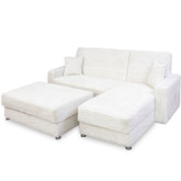 Coltar extensibil SOFT Tip L, 160x240 cm, Catifea Fluffy ALB