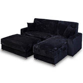 Coltar extensibil SOFT Tip L, 160x240 cm, Catifea Fluffy NEGRU