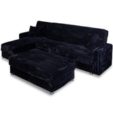 Coltar extensibil SOFT Tip L, 160x300 cm, Catifea Fluffy NEGRU