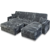 Coltar extensibil SOFT Tip L, 160x300 cm, Catifea Fluffy GRI INCHIS