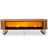 Comoda TV cu riflaje si semineu Lemn cu Auriu 180x41x54cm