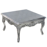 Masa de cafea argintie clasica stil baroc 80cm x 80cm