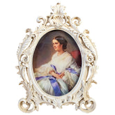 Rama foto ovala 13x18cm alb antichizat