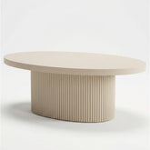 MASUTA CAFEA OVALA CU RIFLAJE BEJ 120x60x40cm