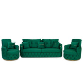 SET 3/1/1 CANAPEA CU 2 FOTOLII RIO LUX, Catifea VERDE