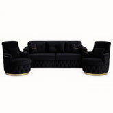 SET 3/1/1 CANAPEA CU 2 FOTOLII RIO LUX, Catifea NEGRU