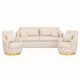 SET 3/1/1 CANAPEA CU 2 FOTOLII RIO LUX, Catifea BEJ