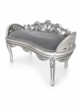 Banchetica Elizabeth II cadru argintiu - tapiterie gri