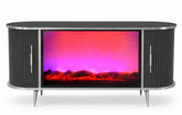 CONSOLA TV ANTRACIT & ARGINTIU CU SEMINEU SI SPATII DEPOZITARE 140 x 40 x 80 cm