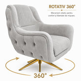 Fotoliu rotativ LOTUS, tapitat GRI cu AURIU