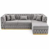 Coltar EXTENSIBIL LUNA Tip L SEZLONG DREAPTA , GRI CU GOLD 290 x 150 cm