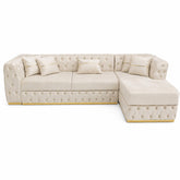 Coltar EXTENSIBIL LUNA Tip L SEZLONG DREAPTA , BEJ CU GOLD 290 x 150 cm