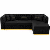 Coltar EXTENSIBIL LUNA Tip L SEZLONG DREAPTA , NEGRU CU GOLD 290 x 150 cm