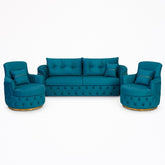 SET 3/1/1 CANAPEA CU 2 FOTOLII RIO LUX, Catifea TURCOAZ