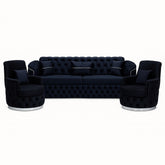 SET 3/1/1 CANAPEA EXTENSIBILA CU 2 FOTOLII PARIS, Catifea NEAGRA