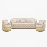 SET 3/1/1 CANAPEA EXTENSIBILA CU 2 FOTOLII PARIS, Catifea BEJ