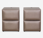 Set 2 noptiere tapitate cu usb, CAPUCINO SATINAT